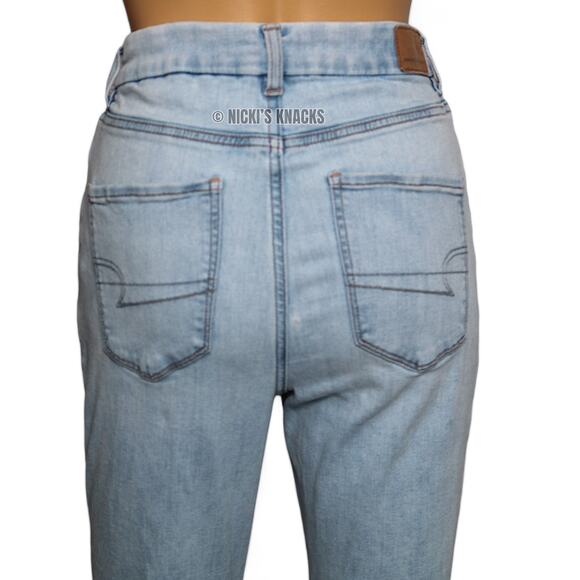 American Eagle Women's Light Wash Curvy Hi-Rise Jegging Split Hem Size 8 - Picture 5 of 11